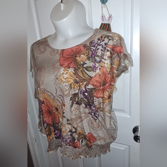 Style&Co Batwing Sleeve Knit Floral Top Sz XL - Picture 4 of 10